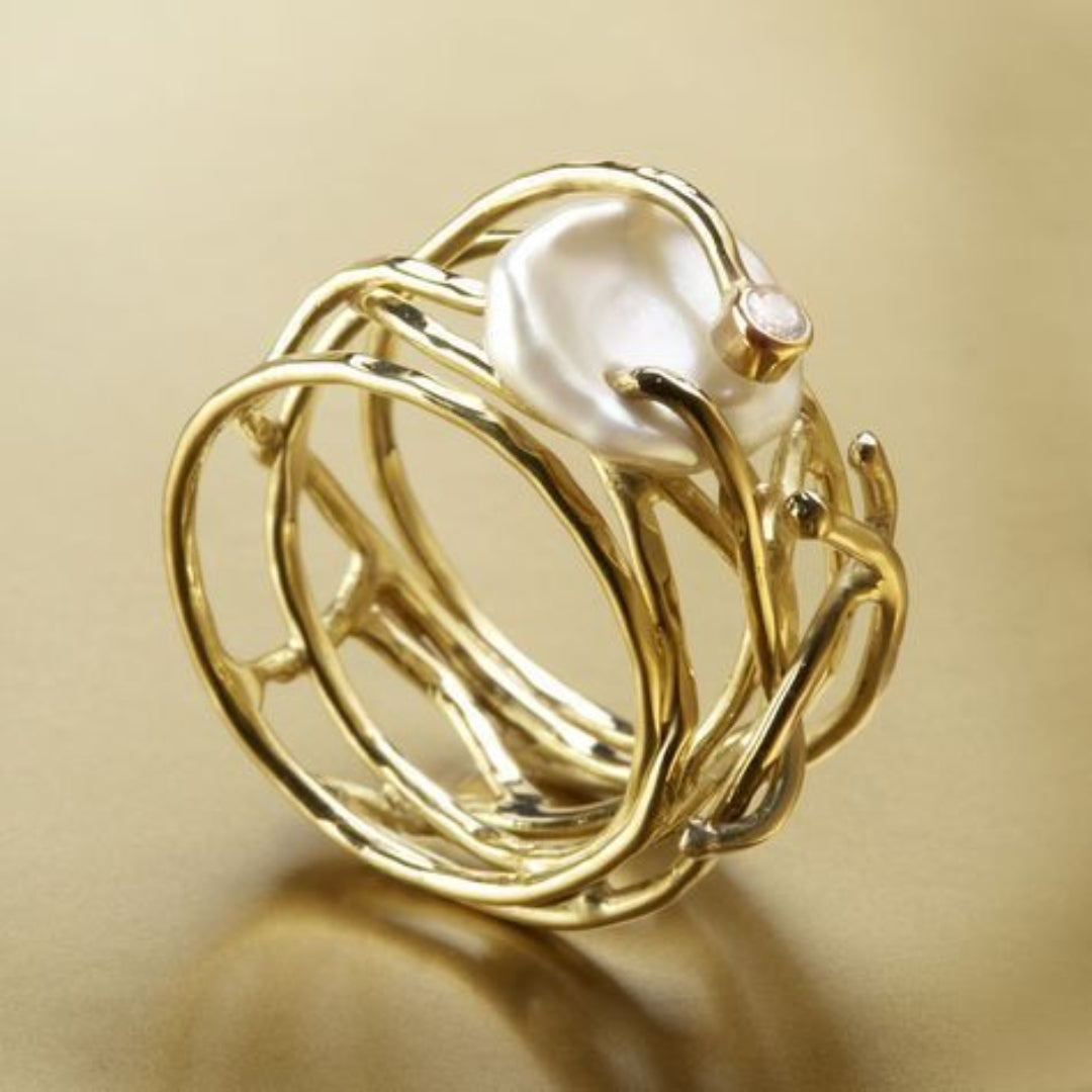 Samira – Anillo Fino de Oro con Perla
