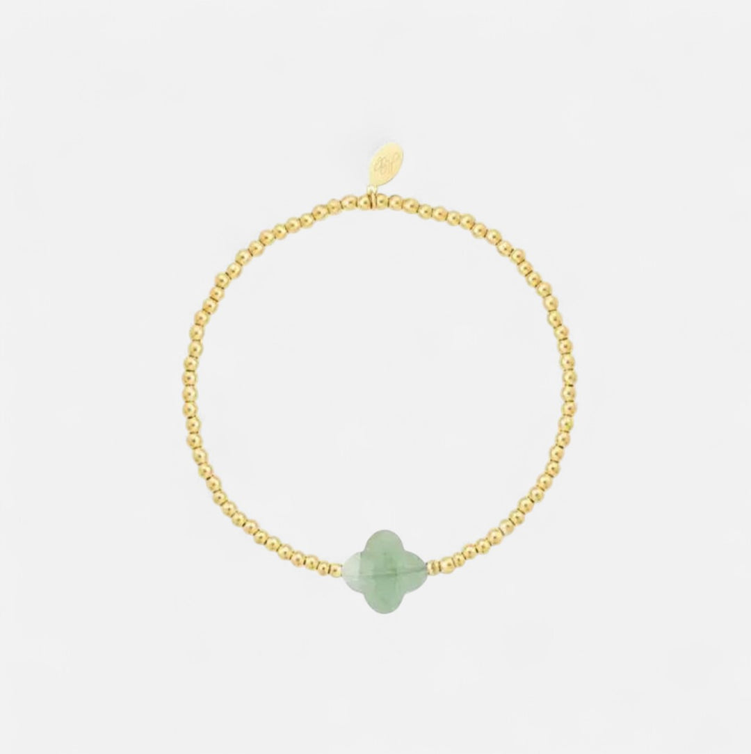 Clover – Pulsera dorada y verde claro