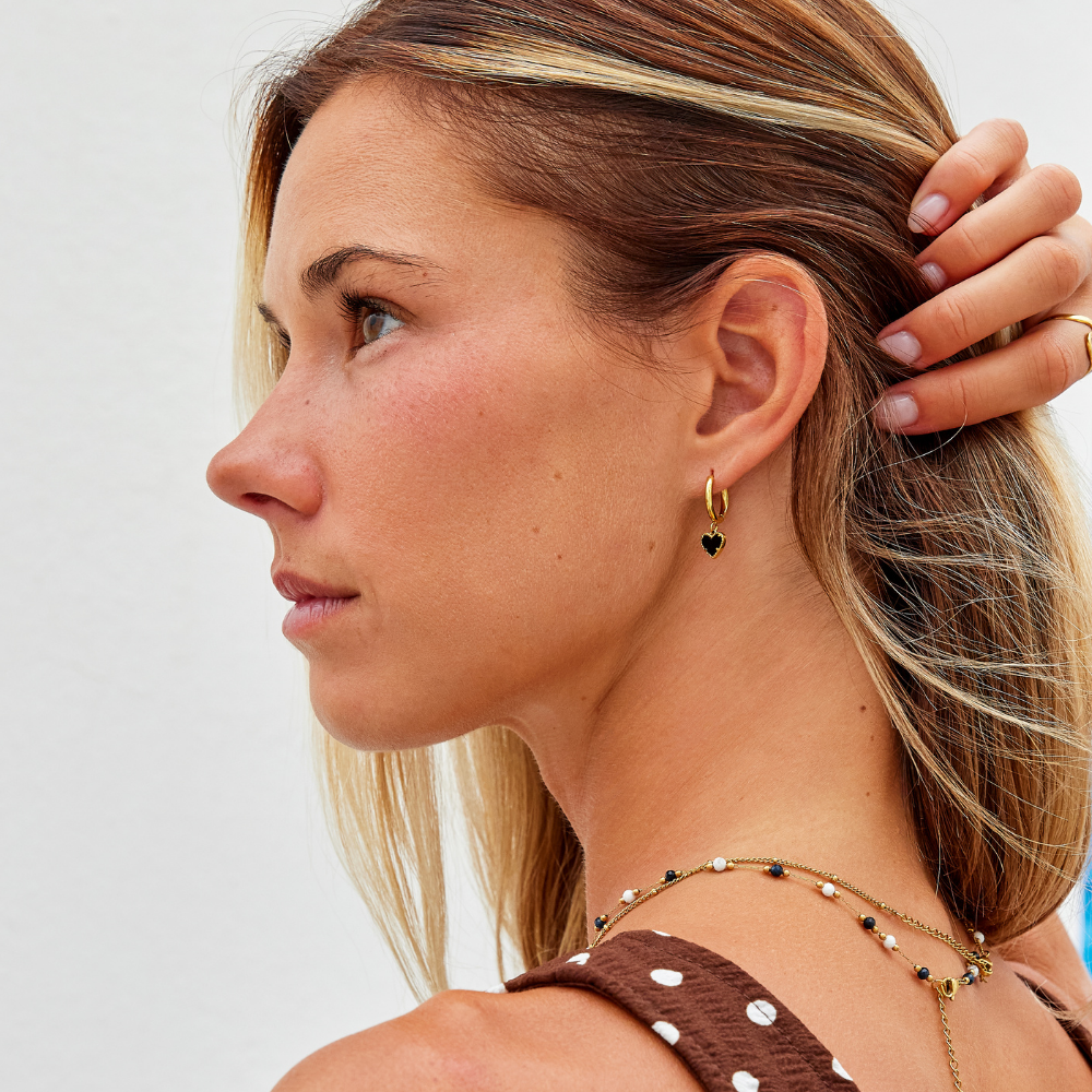 Tainted Hearts – Pendientes de aro con ágata natural