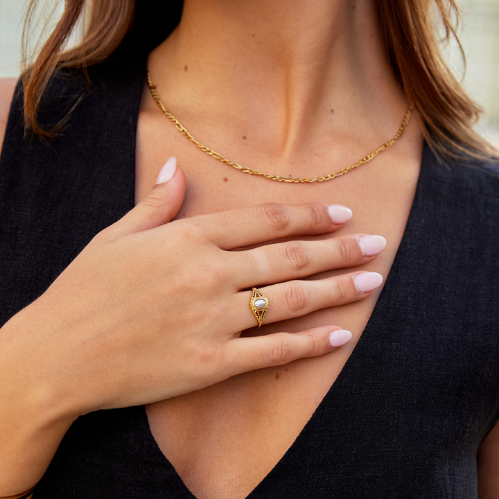 Royal – Anillo vintage con perlas naturales