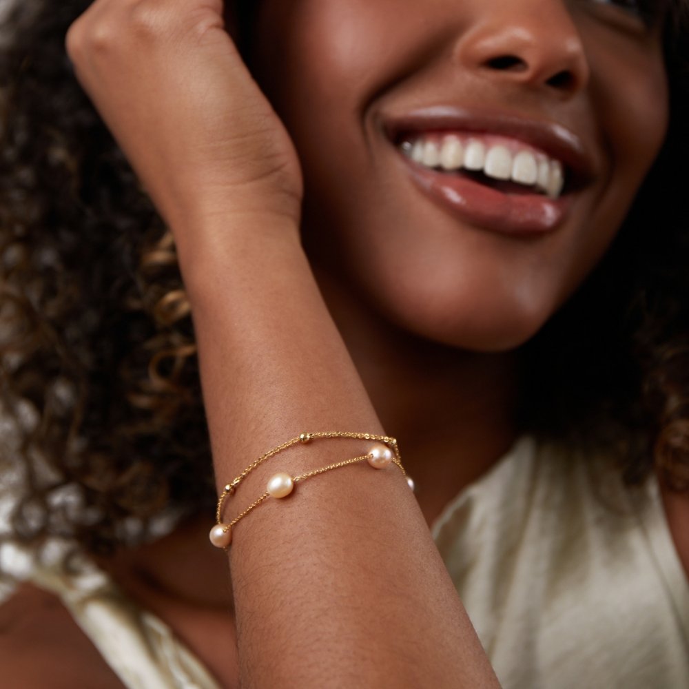 Isabella – Pulsera doble con perlas naturales de agua dulce