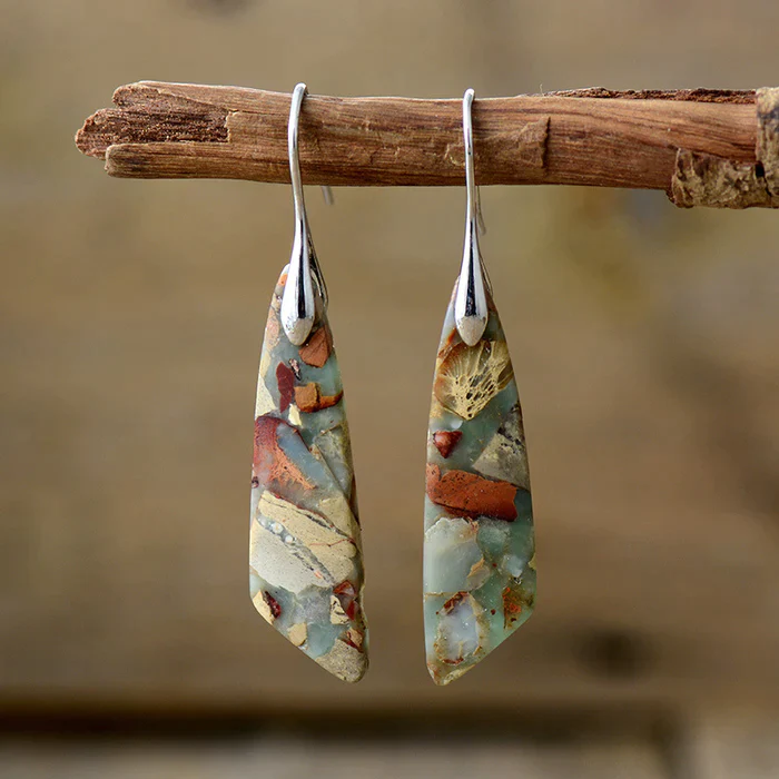 Diseño natural – Pendientes vintage con piedra