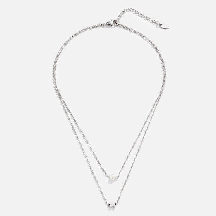Collar en capas – Estrella de plata y perla elegante
