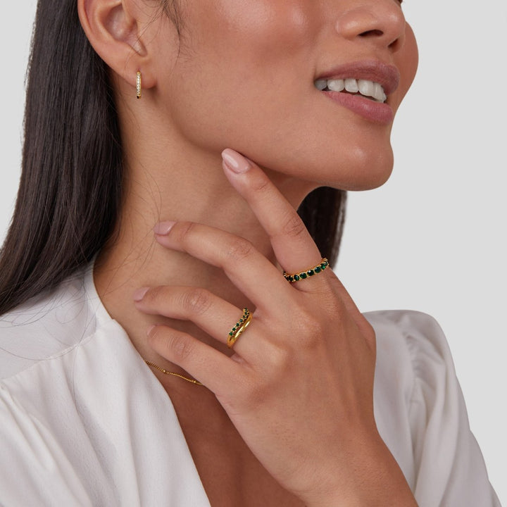 Mary – Anillo en capas con esmeralda verde