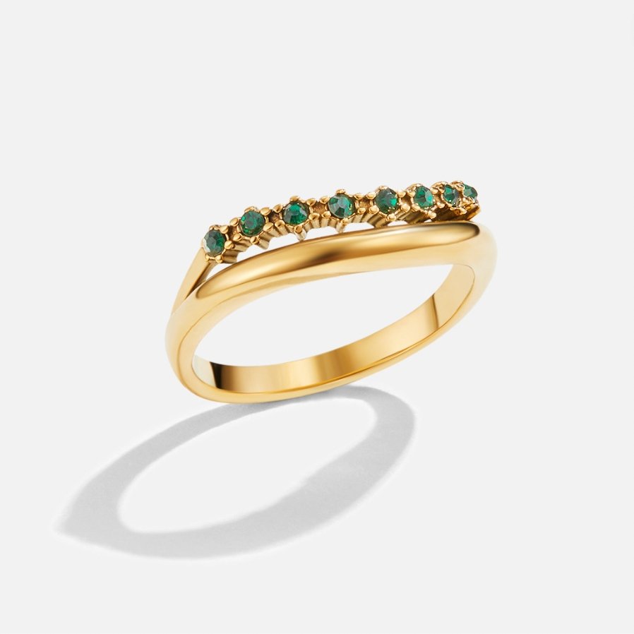 Mary – Anillo en capas con esmeralda verde