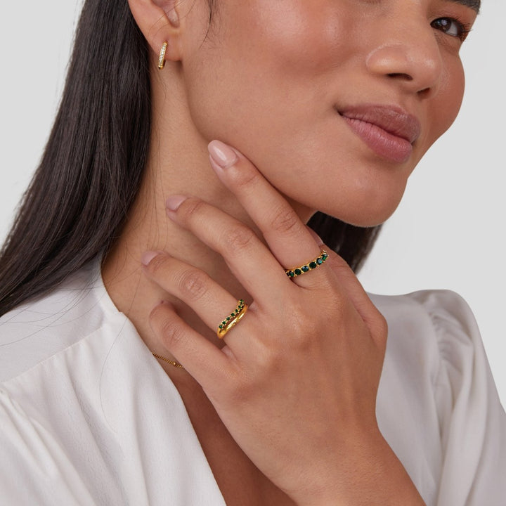 Mary – Anillo en capas con esmeralda verde