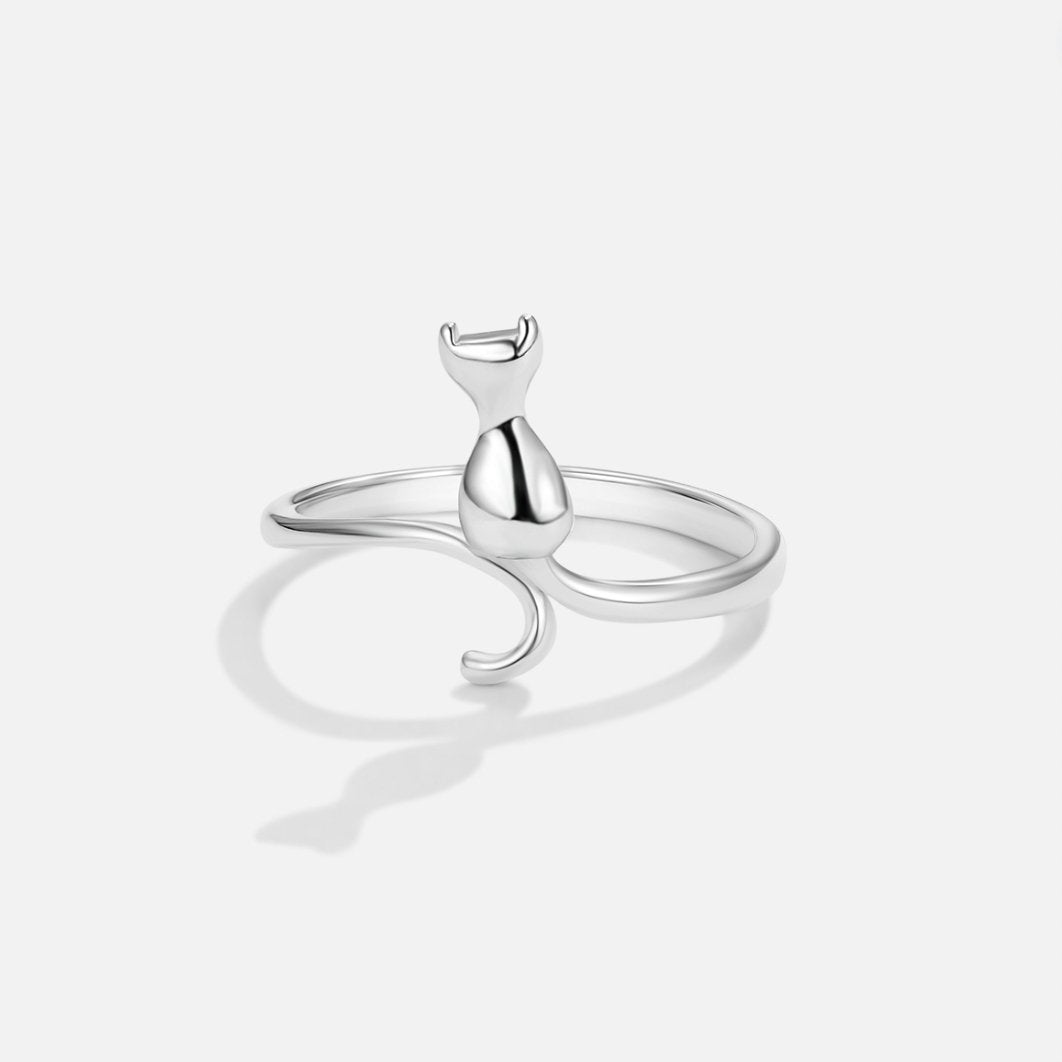 Gato de Medianoche – Anillo de plata con diseño felino mágico