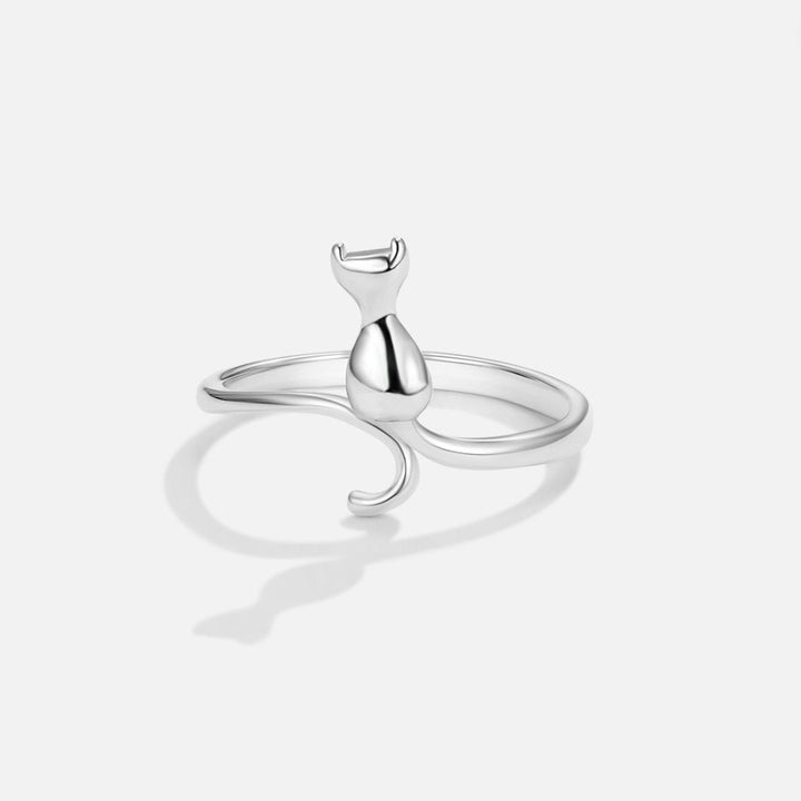 Gato de Medianoche – Anillo de plata con diseño felino mágico