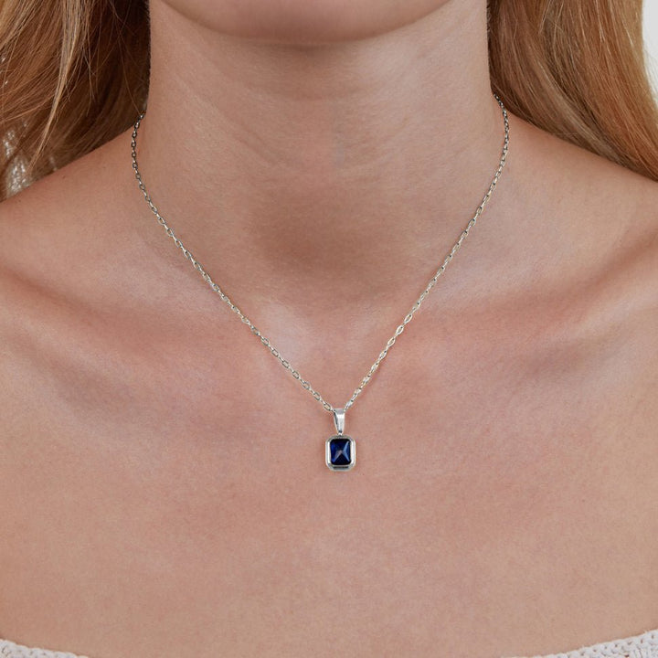 Collar océano – Colgante azul en cadena de plata