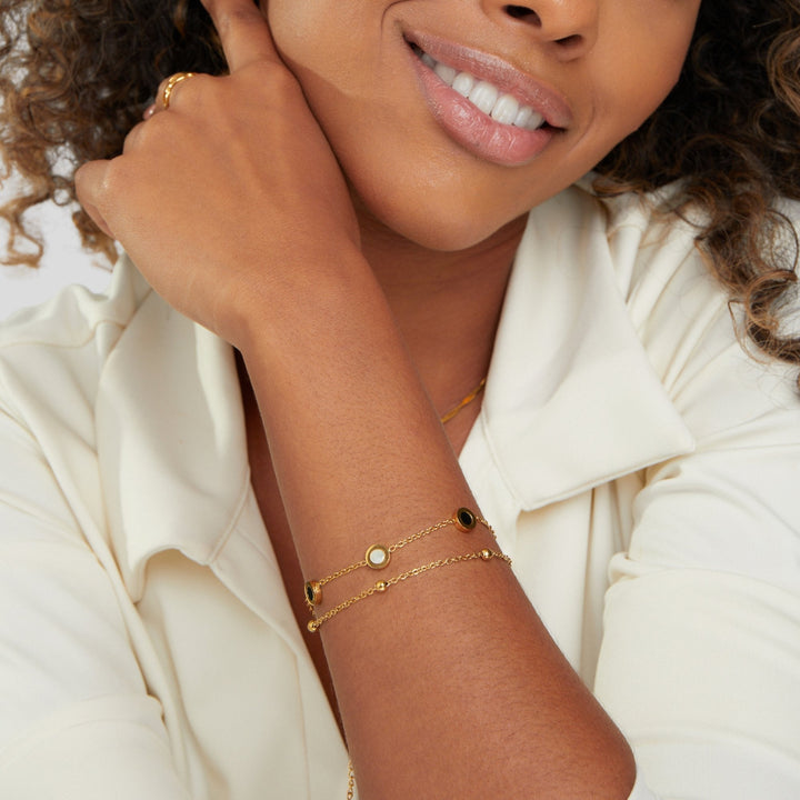 Pulsera con Ónix y Piedra Blanca