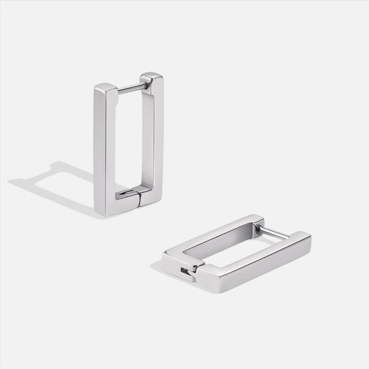 Pendientes de aro rectangulares en plata – Elegancia moderna
