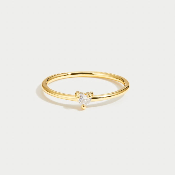 Liebe – Anillo de corazón con cristal brillante