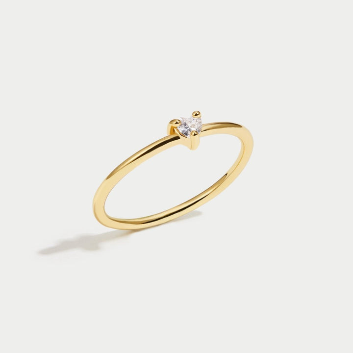 Liebe – Anillo de corazón con cristal brillante