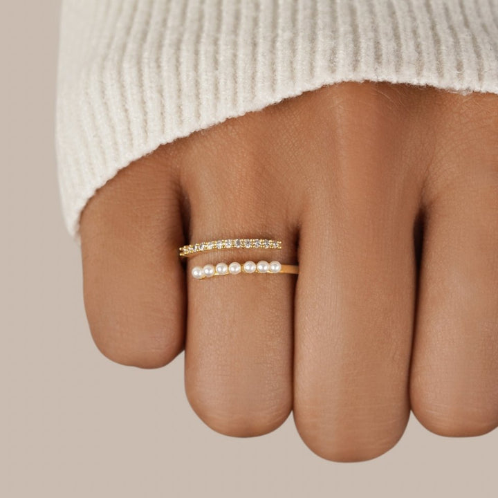 Wrap Me – Anillo con perla y cristal