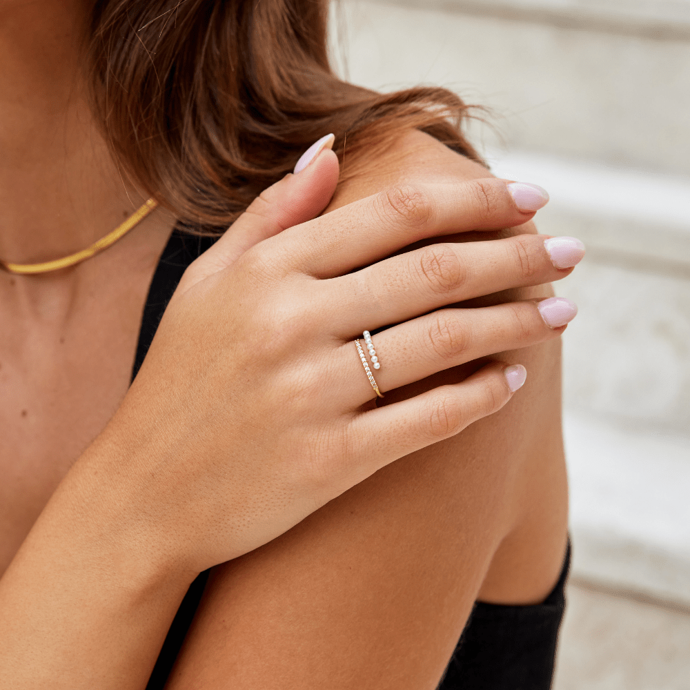 Wrap Me – Anillo con perla y cristal