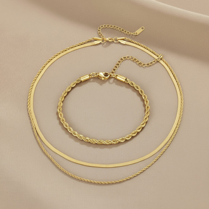 Conjunto Dorado Trenzado Chic