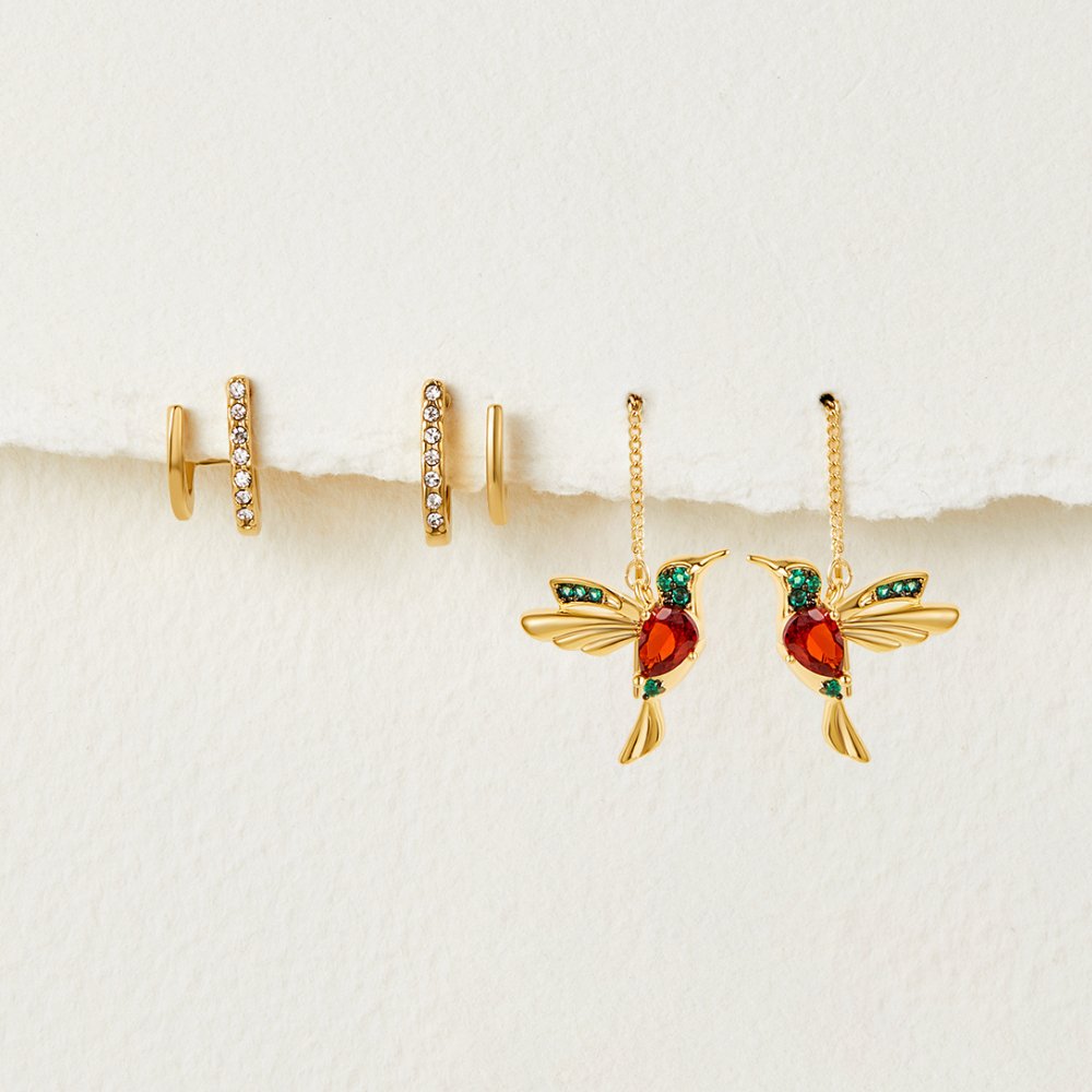 Pendientes garra – Oro y cristales brillantes