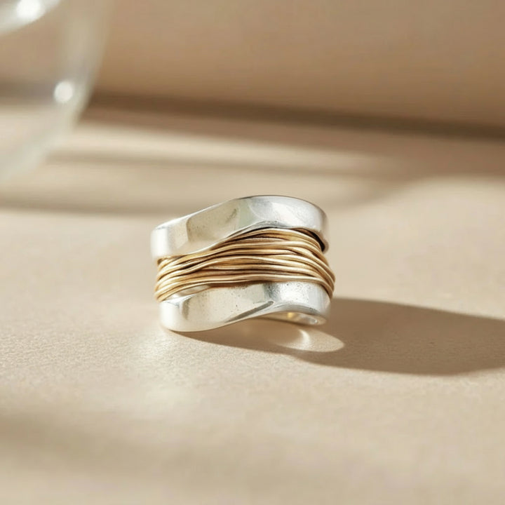 Aurora – Anillo Plata y Oro Texturizado