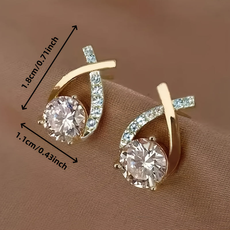 O&O – Pendientes Dorados con Cruz y Circonita