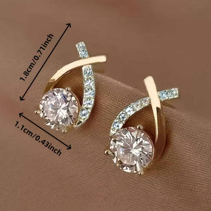 O&O – Pendientes Dorados con Cruz y Circonita