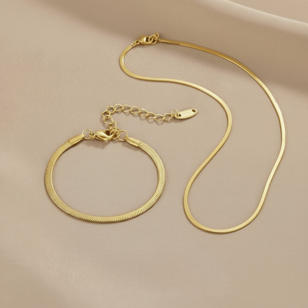 Conjunto Collar y Pulsera Serpiente de Oro