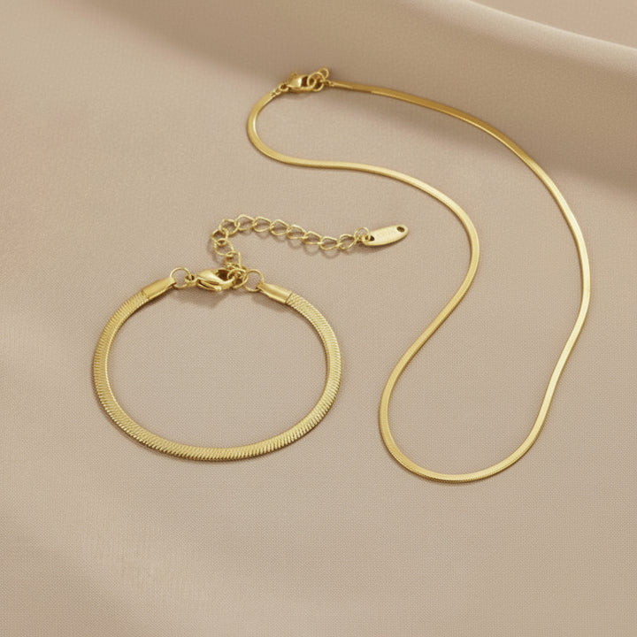 Conjunto Collar y Pulsera Serpiente de Oro