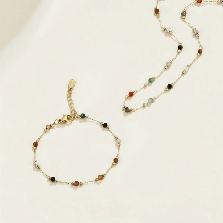 Conjunto de Pulsera y Collar de Piedra Natural