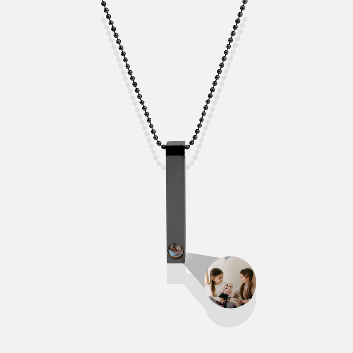Collar con foto personalizada - Cadena de bolas con barra