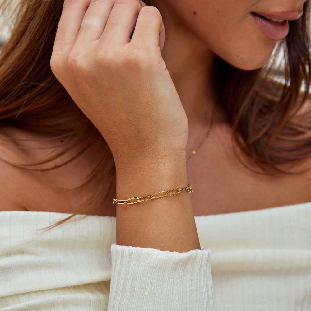 Pulsera de Oro con Eslabón de Clip