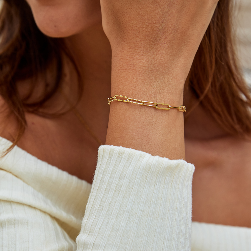 Pulsera de Oro con Eslabón de Clip