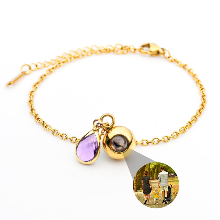 Pulsera con foto personalizada - Piedra de nacimiento