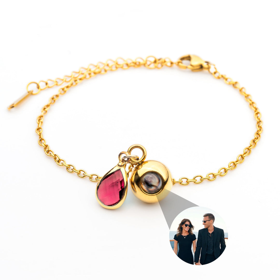 Pulsera con foto personalizada - Piedra de nacimiento