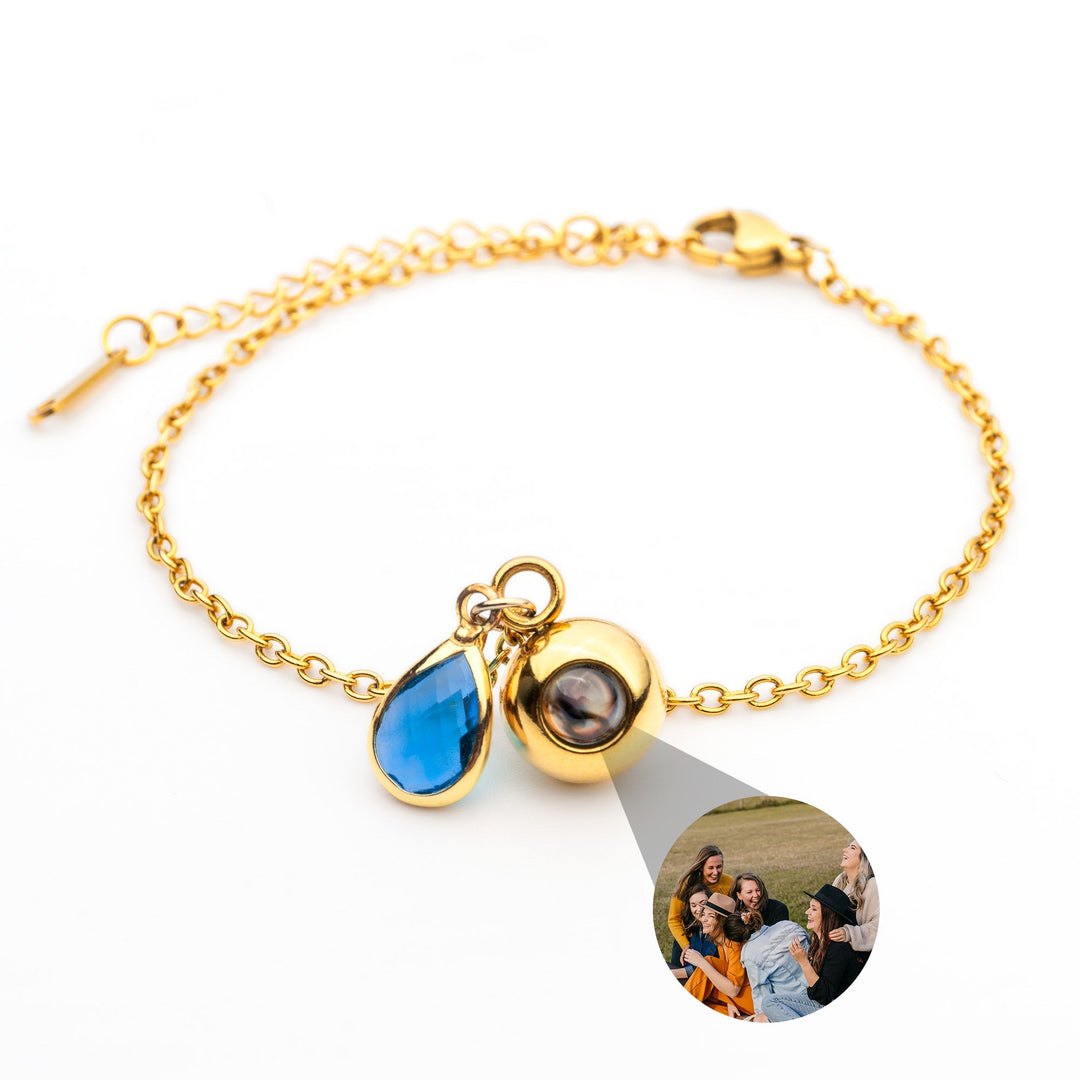 Pulsera con foto personalizada - Piedra de nacimiento