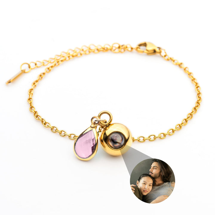 Pulsera con foto personalizada - Piedra de nacimiento