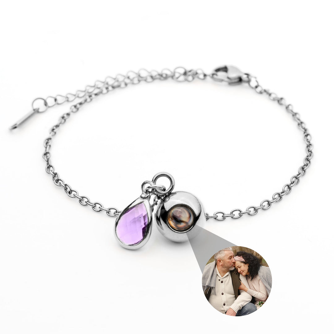 Pulsera con foto personalizada - Piedra de nacimiento