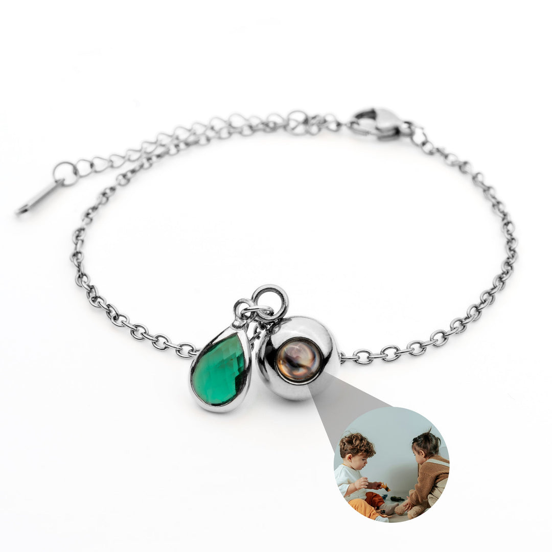 Pulsera con foto personalizada - Piedra de nacimiento