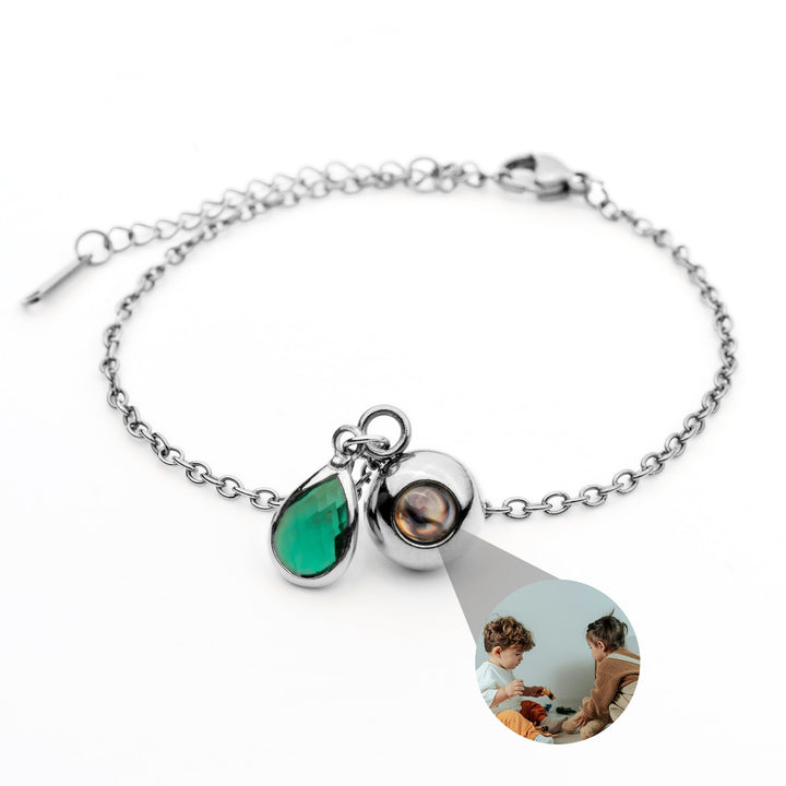 Pulsera con foto personalizada - Piedra de nacimiento