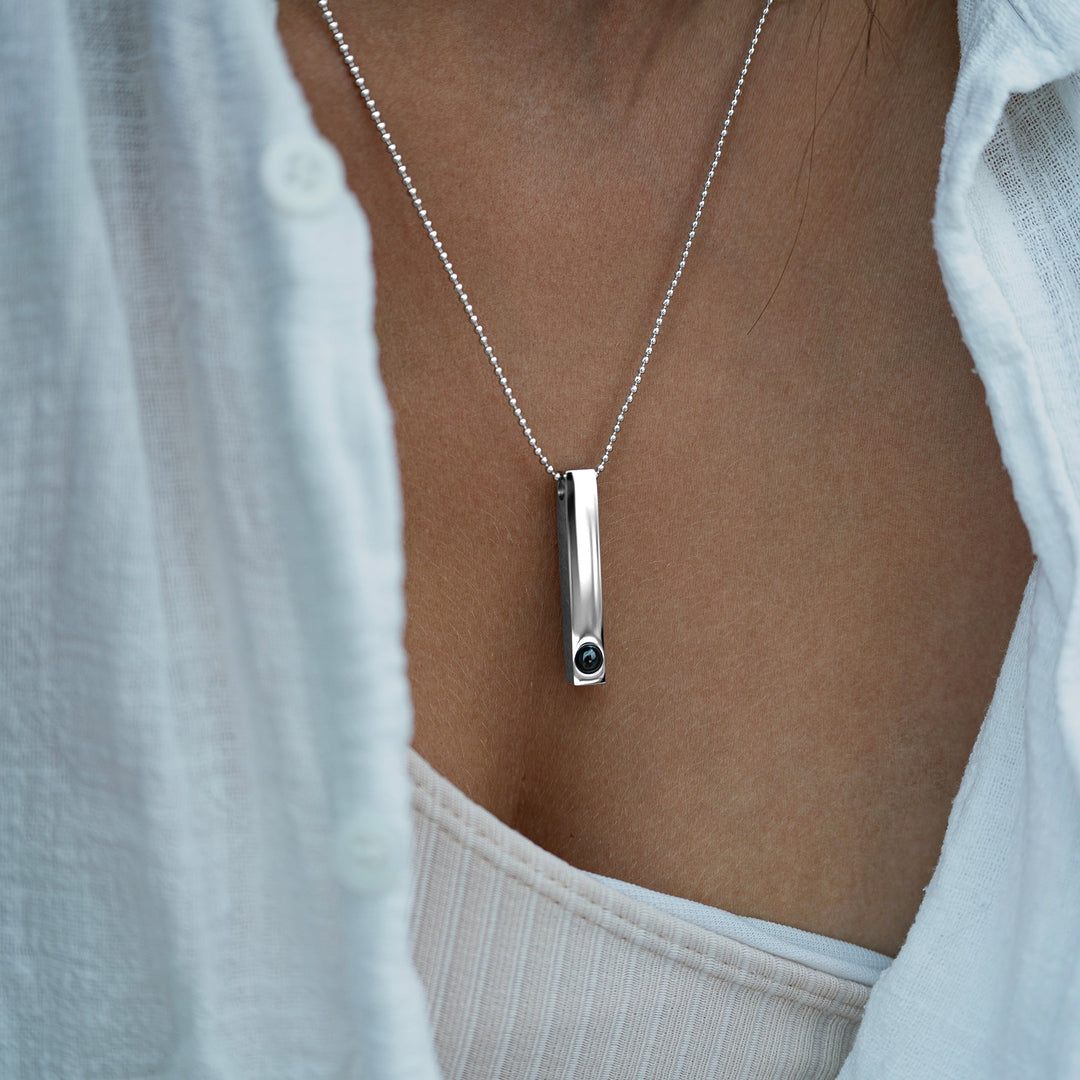 Collar con foto personalizada - Cadena de bolas con barra