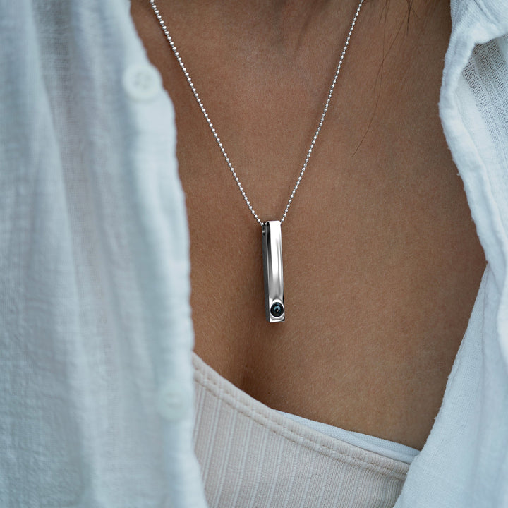 Collar con foto personalizada - Cadena de bolas con barra