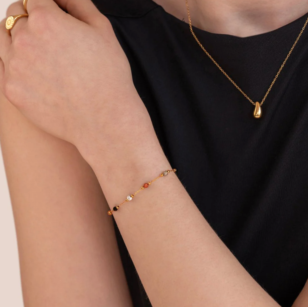 Conjunto de Pulsera y Collar de Piedra Natural