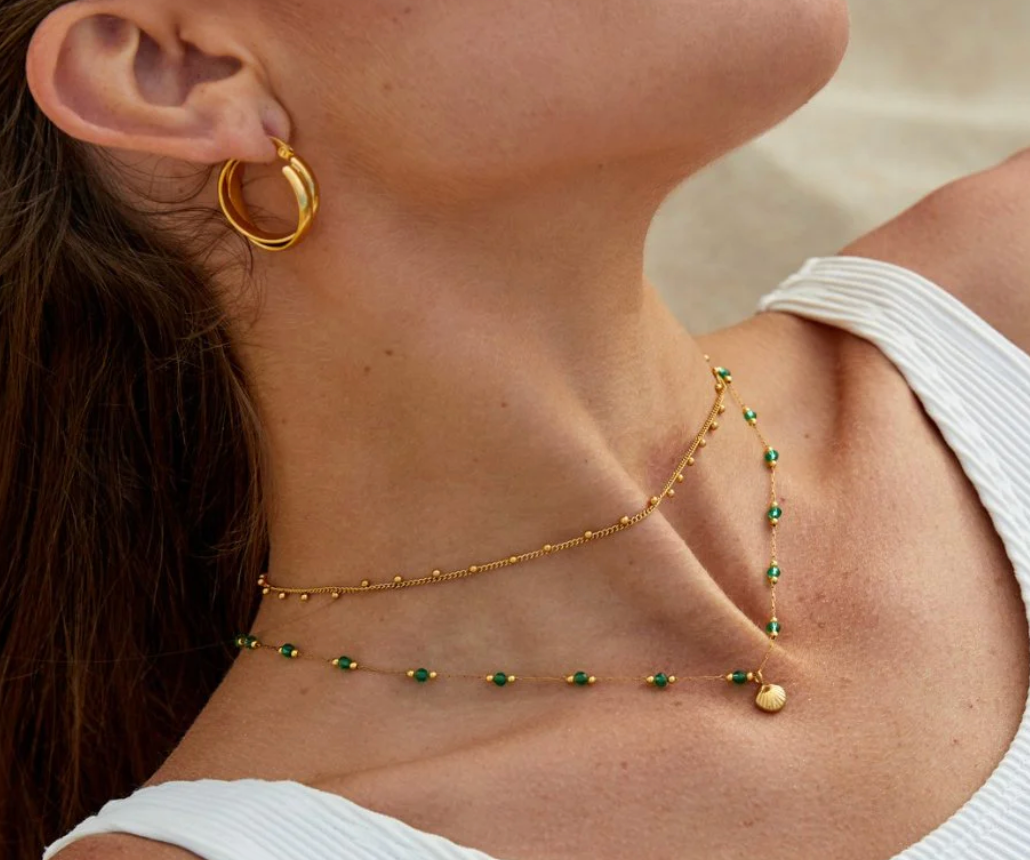 Conjunto Concha y Cuentas Verdes