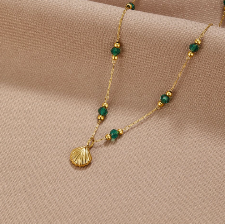 Conjunto Concha y Cuentas Verdes