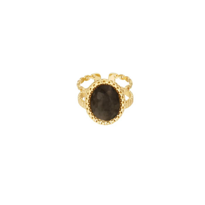 Vida – Anillo dorado con detalle marrón