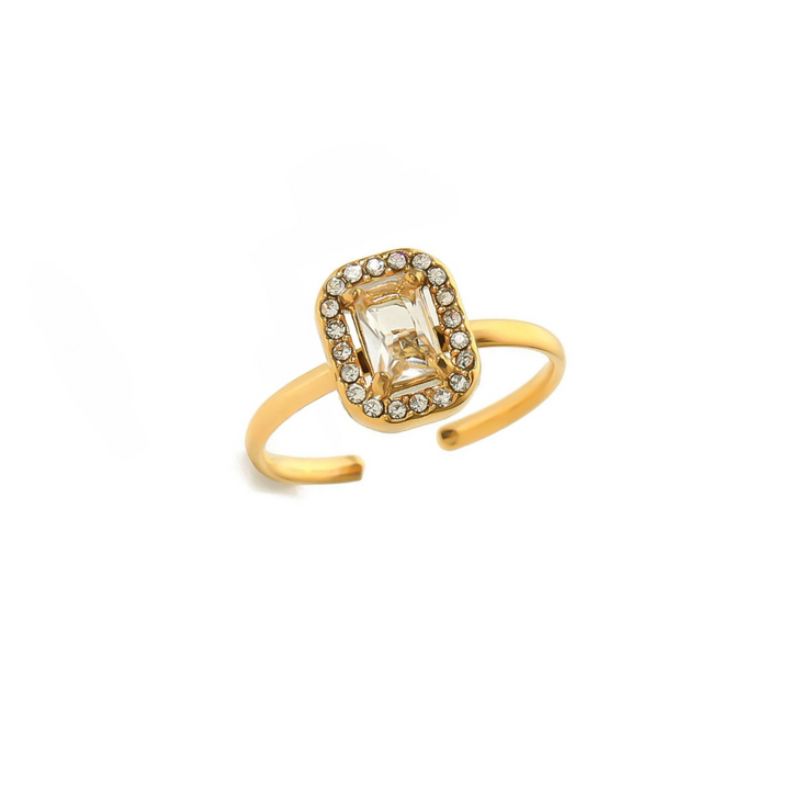 Loua – Anillo dorado con piedra blanca