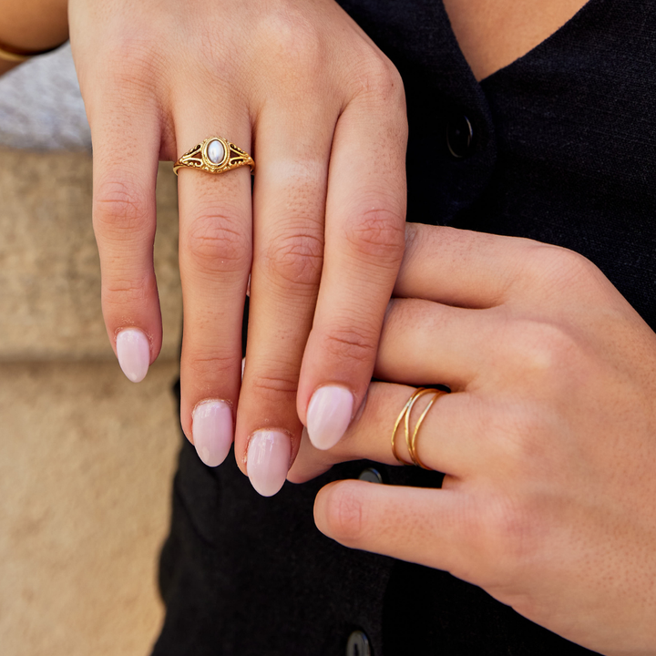 Royal – Anillo vintage con perlas naturales