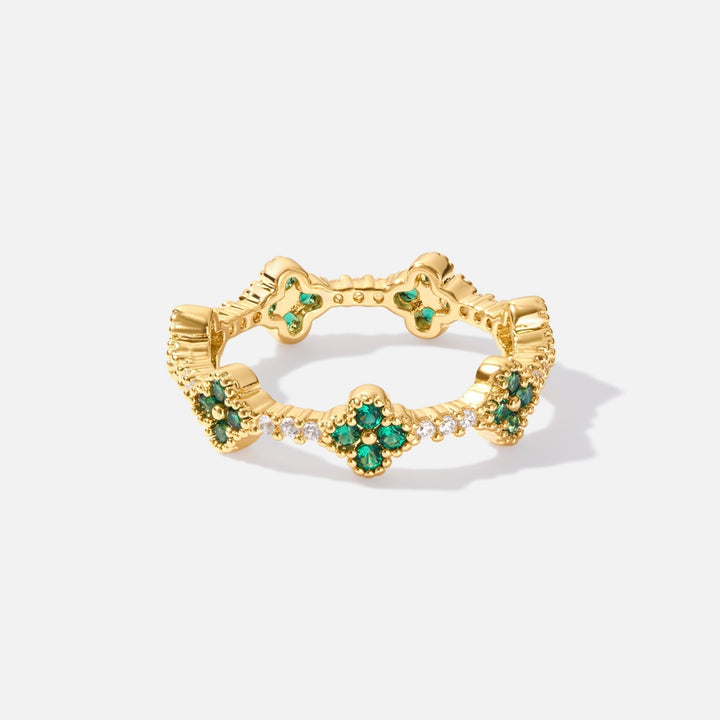 Suerte – Anillo con cristal y trébol de la suerte