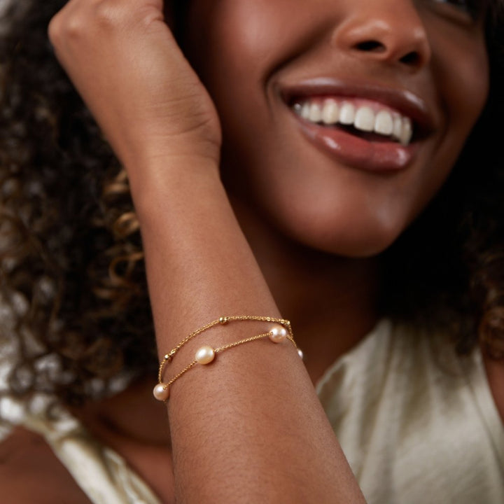Isabella – Pulsera doble con perlas naturales de agua dulce
