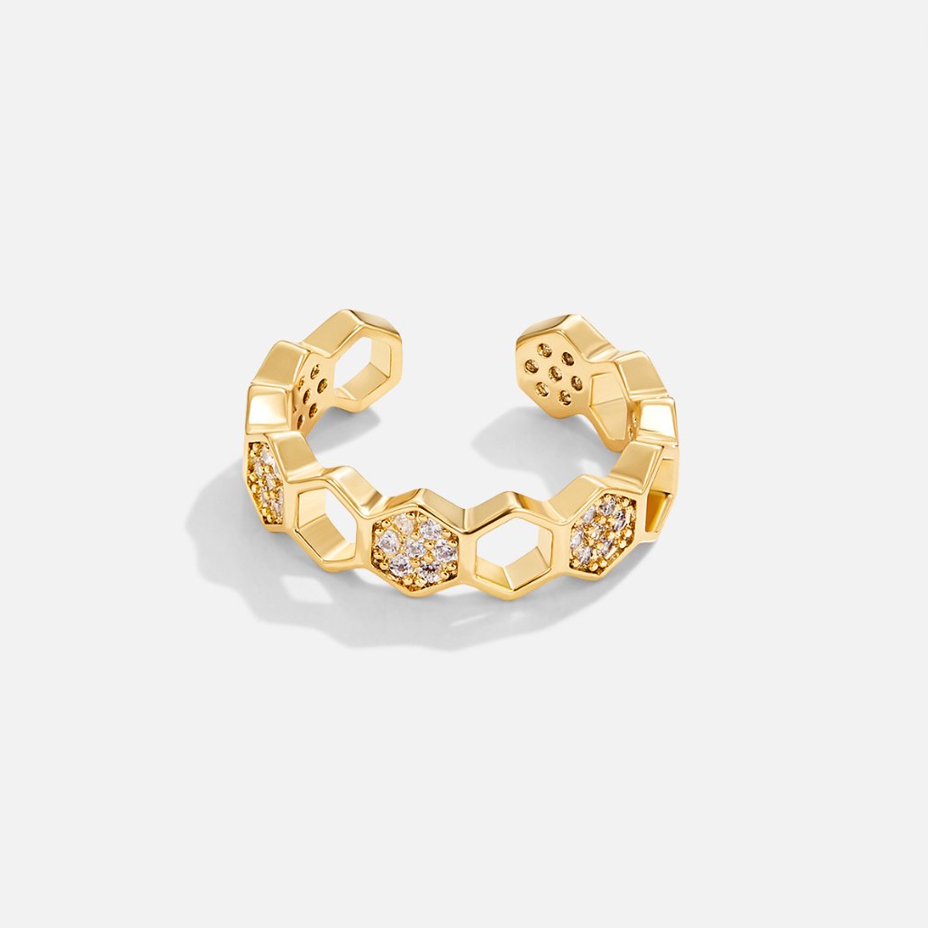 Biene – Anillo dorado con cristales de inspiración natural