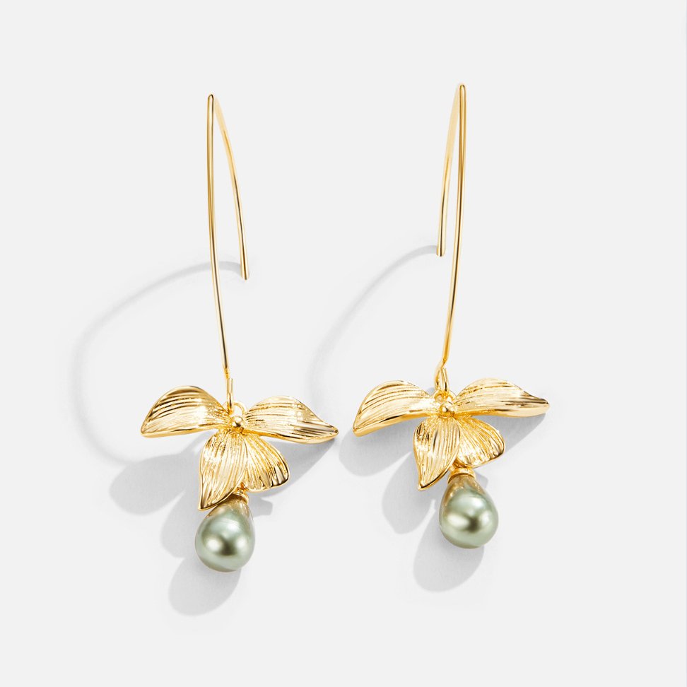 Pendientes gota – Jade y flor delicada