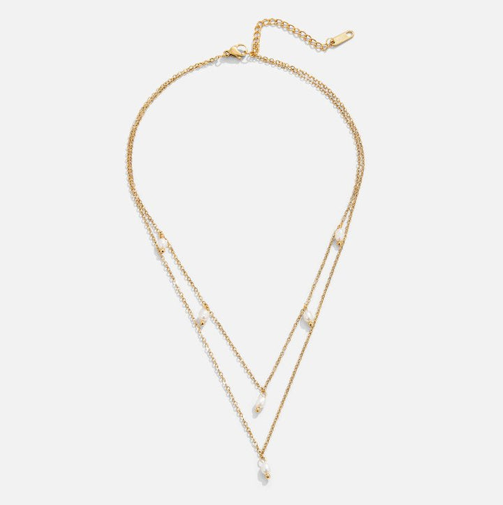 Collar en Capas con Perlas Colgantes